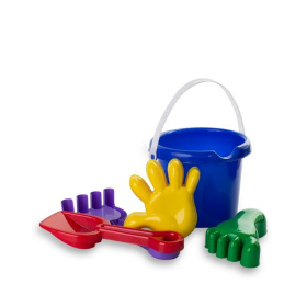 Песочный набор №22 (ведро мал, совок, грабли, 2 формочки руки-ноги)