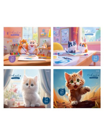 Альбом для рисования А4 24л. КОТИКИ (Микс-4758) на скрепке, картон обл Альбом для рисования А4 24л. КОТИКИ (Микс-4758) на скрепке, картон обл