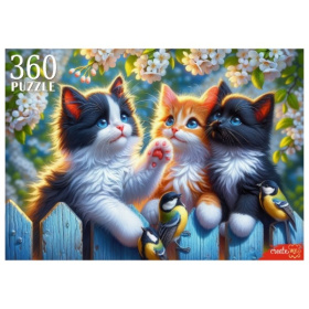 Пазлы 360 элементов. Котята с синичками