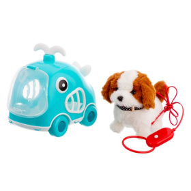 Игрушка мягкая "Собачка" на поводке (длина 80 см), функциональная: ходит, машет хвостиком, лает