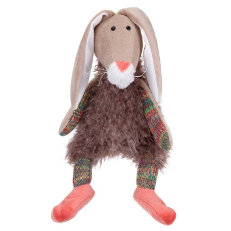 Мягкая Игрушка RELANA, Зайка в меховом костюме с вязанными деталями, 27 см