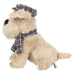 Собака бежевая в кепочке и шарфике, 25 см Собака бежевая в кепочке и шарфике, 25 см