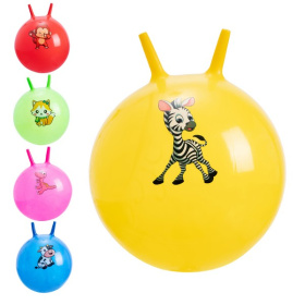 Мяч гимнастический с рожками, 55см,  "Животные" микс цвета