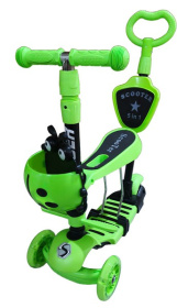 Самокат трехколесный Slider с ручкой управления, колеса светящиеся