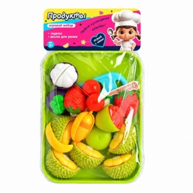 Набор "Продукты", для резки на липучках, поднос, ножик, доска Набор "Продукты", для резки на липучках, поднос, ножик, доска