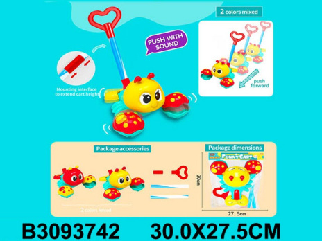 Каталка на палочке "Крабик", звуковые эффекты, 2 цвета в ассортименте