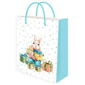 Dream cards Пакет подароч. с мат.лам. (12 шт в наборе) 18х23х10 см (M) Зайчик, 190г в пленке