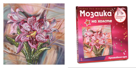 Мозаика из пайеток на холсте "Лилии"