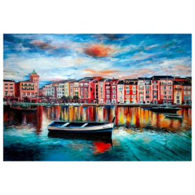 Алмаз мозаика (квадрат.) 17х22 см, с подр., с полным заполн. (20цв) Дома вдоль канала