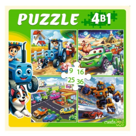 Пазлы 4 в 1. НАБОР ДЛЯ МАЛЬЧИКОВ (9,16, 25, 36 эл.)