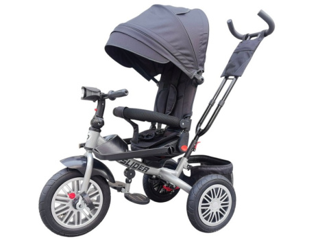 Велосипед трехколесный SLIDER, надувные колёса 12 и 10", фара, корзинка, сумочка