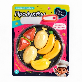 Набор "Продукты" для резки на липучках, поднос, ножик