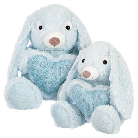 Заяц нежно-голубой с сердцем, 15 см