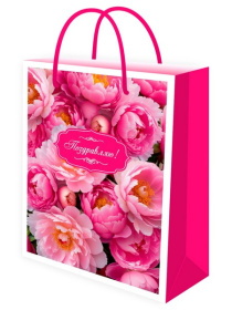 Optima Пакет подарочный с глянц.лам. 18х23x8 см (M) Нежные цветы, 128 г (собс.разр.)