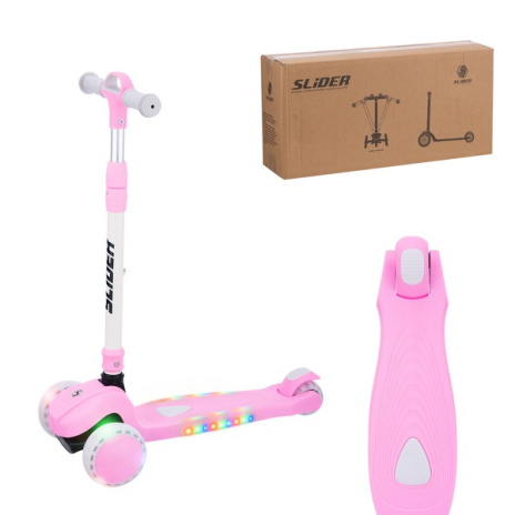 Самокат трехколесный Slider, светящиеся колёса и платформа, руль складной Самокат трехколесный Slider, светящиеся колёса и платформа, руль складной