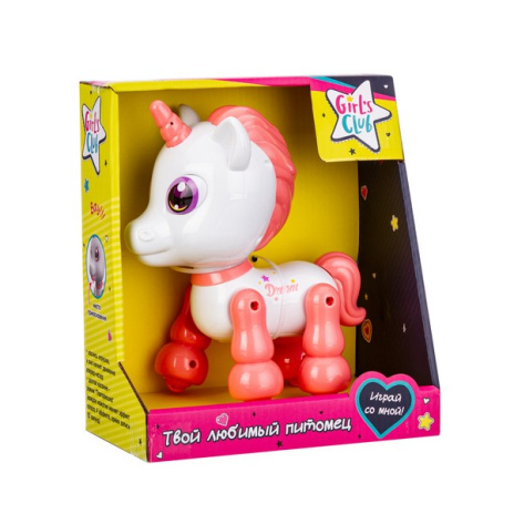 Игрушка Girl`s Club "Твой любимый питомец - Единорог", световые эффекты, повторюшка, ходит