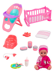 Набор Girl's Club "Маленькая мама", в комплекте: пупс 30 см, кроватка, стульчик, аксессуары Набор Girl's Club "Маленькая мама", в комплекте: пупс 30 см, кроватка, стульчик, аксессуары