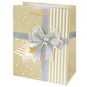 Dream cards Пакет подарочный с мат.лам. и 3D элем.(12 шт в наборе) 18*23*10 см (М) Персиковый бантик