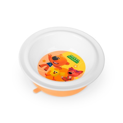 Тарелка детская глубокая на присосе с декором "Ми-Ми-Мишки", цвет: оранжевый