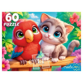 ПАЗЛЫ 60 элементов. КОТЁНОК И ПОПУГАЙ, в/к 19,6*15,2*4,5 см ПАЗЛЫ 60 элементов. КОТЁНОК И ПОПУГАЙ, в/к 19,6*15,2*4,5 см