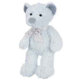 Мишка светло-мятный с бантиком, 24 см
