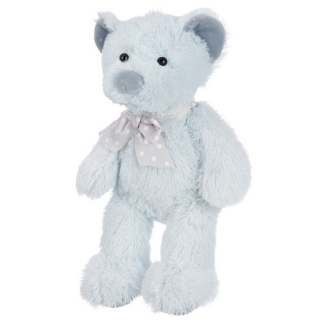 Мишка светло-мятный с бантиком, 24 см