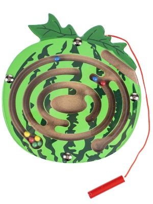 Деревянная игрушка «Лабиринт с шариками Арбуз», 14*14*1,5 см
