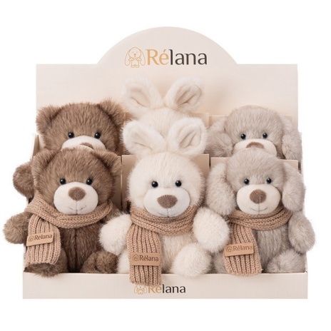 Игрушка мягконабивная ТМ "Relana" Пушистое лесное животное в шарфике, 17 см, 3 вида в ассортименте, в дисплее, кратность продажи 6 шт., в/к 17*11*9 см Игрушка мягконабивная ТМ "Relana" Пушистое лесное животное в шарфике, 17 см, 3 вида в ассортименте, в дисплее, кратность продажи 6 шт., в/к 17*11*9 см