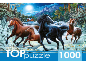 TOPpuzzle. Пазлы 1000 элементов "Зимние лошади"