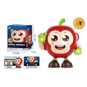 Игрушка "Обезьянка-яблоко", световые и звуковые эффекты, танцует