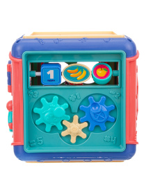 Куб логический  "Elefantino" сортер, шестерёнки, часики, лабиринт с машинками, головоломка
