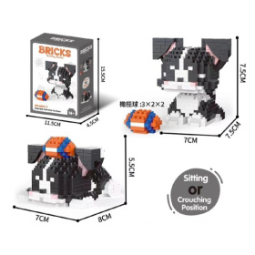 Конструктор "Французский бульдог" 460 деталей, 2 варианта сборки, размер: 7*8*5,5 см/7*7,5*8,5 см