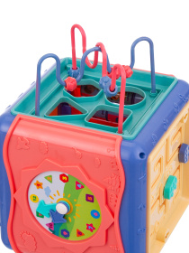 Куб логический  "Elefantino" сортер, шестерёнки, часики, лабиринт с машинками, головоломка