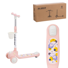 Самокат трехколесный Slider, колеса светящиеся, руль складной