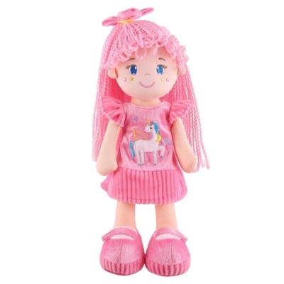 Мягкая игрушка Maxitoys,  Кукла Лера с Розовыми Волосами в Платье, 35 см