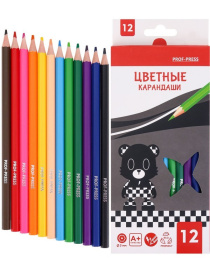 Карандаши цветн пластик 2М,набор гексаг. 12цв. BE BEAR , гриф.d=3,0mm